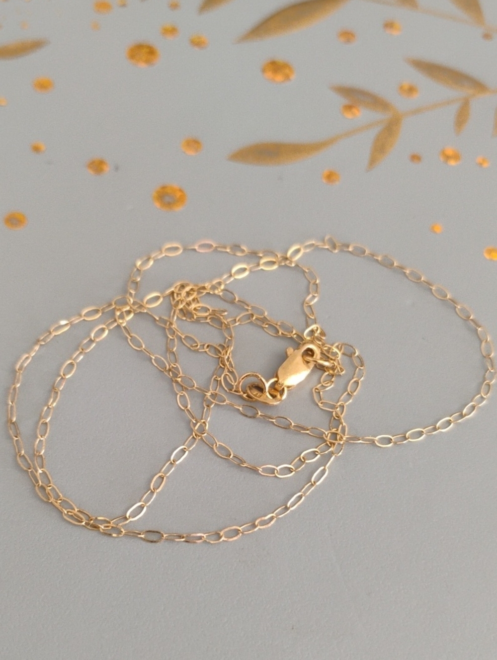 14 K Gold Small Paperclip Link Necklace